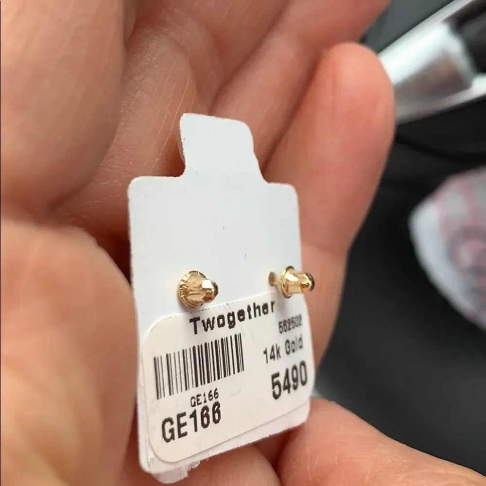 Solid 14k yellow gold princess Crown Earrings kid.